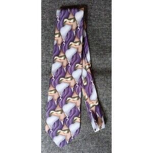 Tie 70 80s 90s Y2K Cocktail Collection Purple Gray Beige Green 3.75 Wide 57 Long